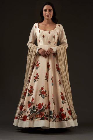 Balance By Rohit Bal-Ivory Printed Anarkali Set-INDIASPOPUP.COM