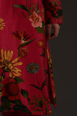 Balance By Rohit Bal-Fuchsia Printed Straight Kurta Set-INDIASPOPUP.COM