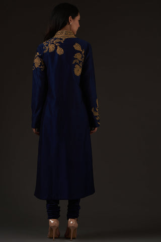 Balance By Rohit Bal-Indigo Embroidered Straight Kurta Set-INDIASPOPUP.COM