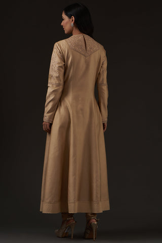 Balance By Rohit Bal-Beige Embroidered Kalidar Kurta Set-INDIASPOPUP.COM
