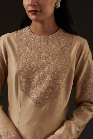 Balance By Rohit Bal-Beige Embroidered Kalidar Kurta Set-INDIASPOPUP.COM