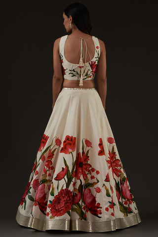 Balance By Rohit Bal-Ivory Floral Printed Lehenga Set-INDIASPOPUP.COM