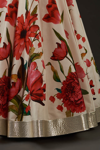 Balance By Rohit Bal-Ivory Floral Printed Lehenga Set-INDIASPOPUP.COM