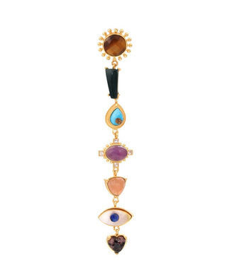 Zariin-Gold Plated Multi Stone Healing Dangler Earrings-INDIASPOPUP.COM