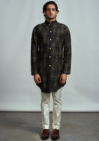 Arjun Kilachand-Black Pintuck Kurta-INDIASPOPUP.COM