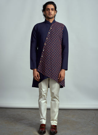 Arjun Kilachand-Indigo Neon Asymmetrical Kurta-INDIASPOPUP.COM