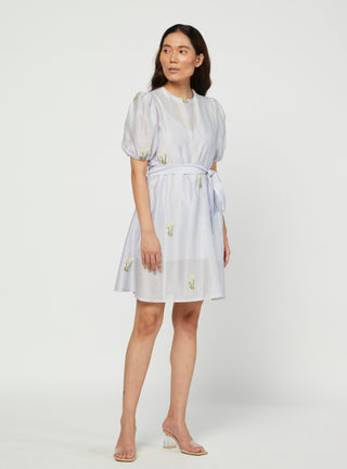 Meadow-Blue Embroidered Cloud Dress-INDIASPOPUP.COM
