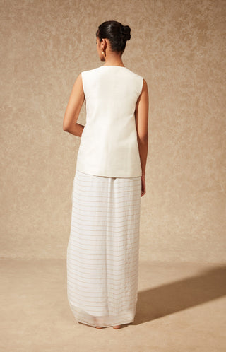 Chamee And Palak-Off-White Amayra Jacket With Bustier And Skirt-INDIASPOPUP.COM