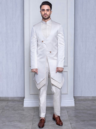 Arjun Kilachand-Champagne Quilted Fusion Jacket-INDIASPOPUP.COM