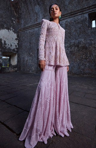 Ritika Mirchandani-Lavender Embroidered Sharara Set-INDIASPOPUP.COM