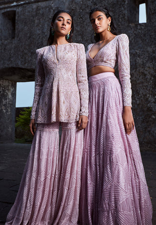 Ritika Mirchandani-Lavender Embroidered Sharara Set-INDIASPOPUP.COM