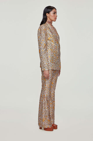Aisha Rao-Yellow Printed Blazer With Pant-INDIASPOPUP.COM