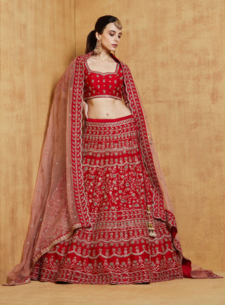 Chamee And Palak-Red Duniya Lehenga Set-INDIASPOPUP.COM