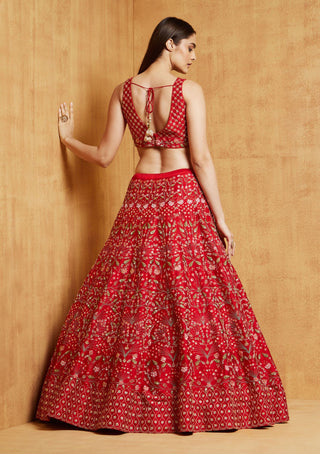 Chamee And Palak-Red Iris Lehenga Set-INDIASPOPUP.COM