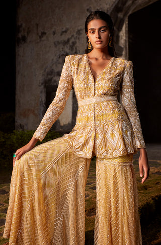 Ritika Mirchandani-Yellow Embroidered Kurta Sharara Set-INDIASPOPUP.COM