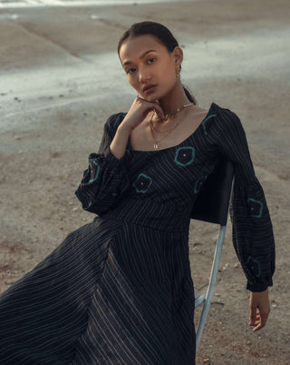 The Loom Art-Black Coral Dream Dress-INDIASPOPUP.COM