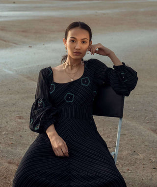 The Loom Art-Black Coral Dream Dress-INDIASPOPUP.COM