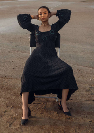 The Loom Art-Black Coral Dream Dress-INDIASPOPUP.COM