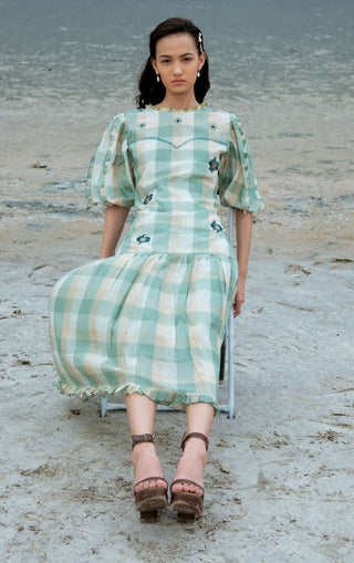 The Loom Art-Mint Green Coral Reefs Dress-INDIASPOPUP.COM