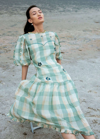The Loom Art-Mint Green Coral Reefs Dress-INDIASPOPUP.COM
