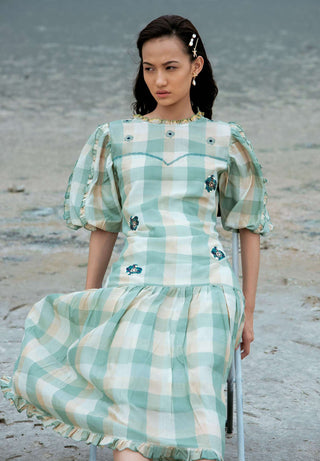 The Loom Art-Mint Green Coral Reefs Dress-INDIASPOPUP.COM