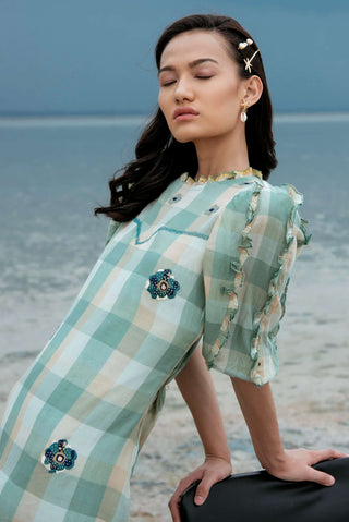 The Loom Art-Mint Green Coral Reefs Dress-INDIASPOPUP.COM