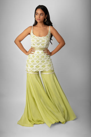 Ritika Mirchandani-Jade Green Kurta & Sharara With Belt-INDIASPOPUP.COM