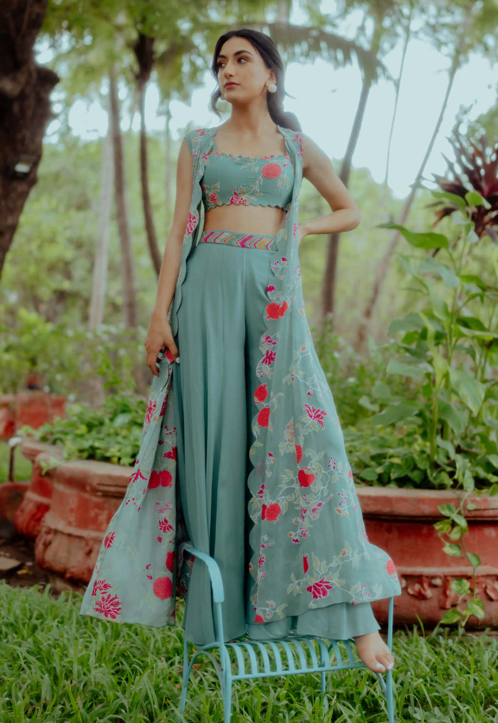 Crop Top Plazo Blouse Dress Crop Frock With Plazo Buy Silk Crop