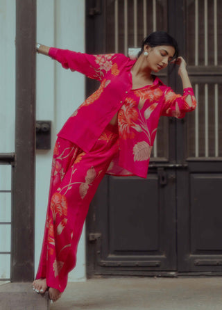 Paulmi & Harsh-Rani Pink Shirt With Pants-INDIASPOPUP.COM