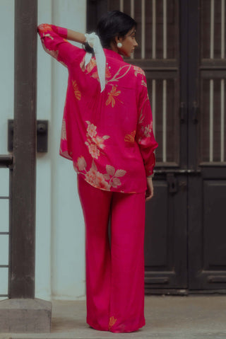 Paulmi & Harsh-Rani Pink Shirt With Pants-INDIASPOPUP.COM