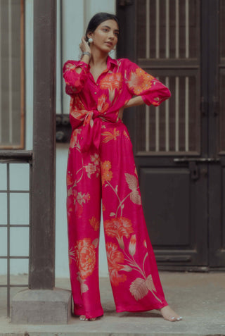 Paulmi & Harsh-Rani Pink Shirt With Pants-INDIASPOPUP.COM
