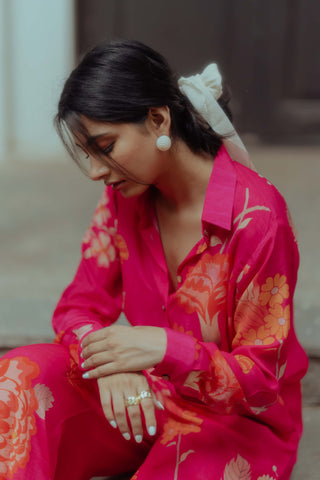 Paulmi & Harsh-Rani Pink Shirt With Pants-INDIASPOPUP.COM