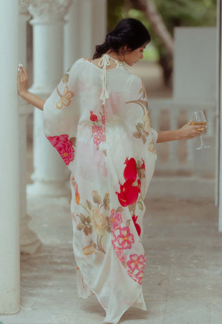Paulmi & Harsh-Off-White Printed Dress With Jacket-INDIASPOPUP.COM