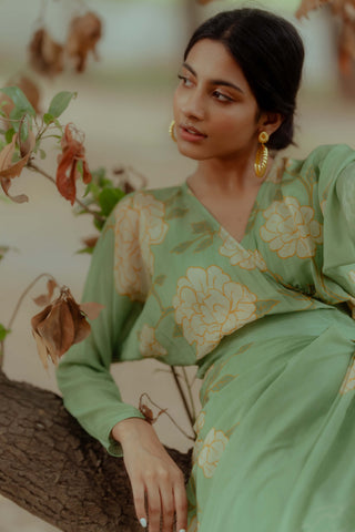 Paulmi & Harsh-Fern Green Printed Dress-INDIASPOPUP.COM