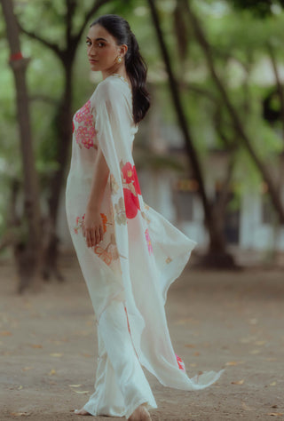 Paulmi & Harsh-Off-White One Shoulder Dress With Pants-INDIASPOPUP.COM