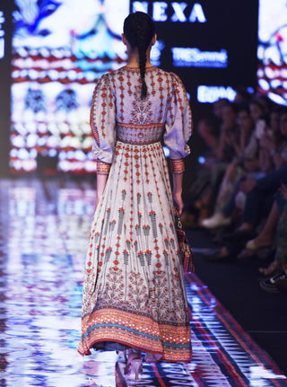 Rajdeep Ranawat-Taupe Long Printed Anarkali Dress-INDIASPOPUP.COM