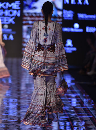 Rajdeep Ranawat-Slate Printed Tunic With Pant-INDIASPOPUP.COM