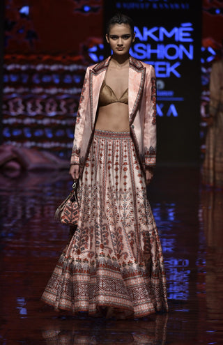 Rajdeep Ranawat-Apricot Printed Jacket With Skirt-INDIASPOPUP.COM