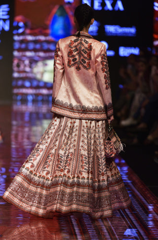 Rajdeep Ranawat-Apricot Printed Jacket With Skirt-INDIASPOPUP.COM