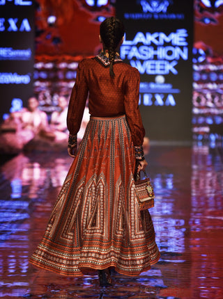 Rajdeep Ranawat-Red Printed Shirt With Skirt-INDIASPOPUP.COM