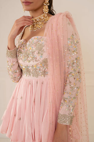 Mani Bhatia-Lilac Pink Peplum And Gharara Set-INDIASPOPUP.COM