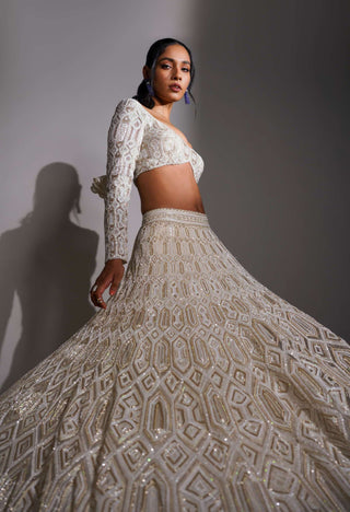 Ritika Mirchandani-Ivory Gold Lehenga Set-INDIASPOPUP.COM