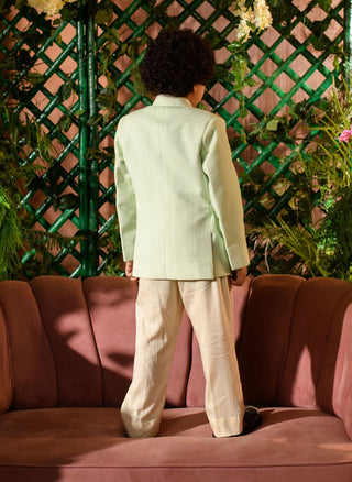 Littleens-Pastel Green Blazer With Trouser-INDIASPOPUP.COM