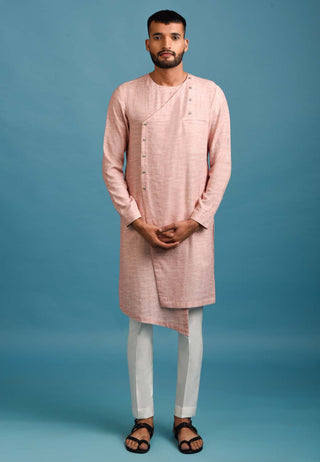 Chatenya Mittal-Pink Ombre Angrakha Kurta With Pant-INDIASPOPUP.COM