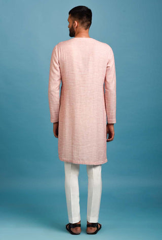 Chatenya Mittal-Pink Ombre Angrakha Kurta With Pant-INDIASPOPUP.COM