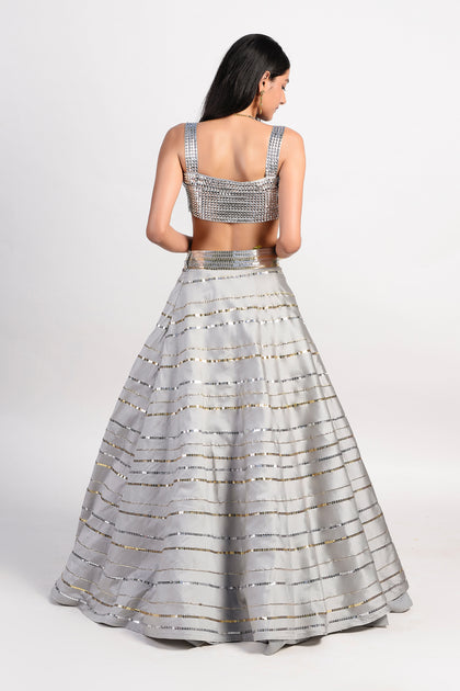 Silver lehenga outlet skirt