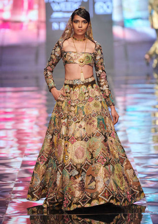 Aisha Rao-Antique Gold Lehenga Set-INDIASPOPUP.COM