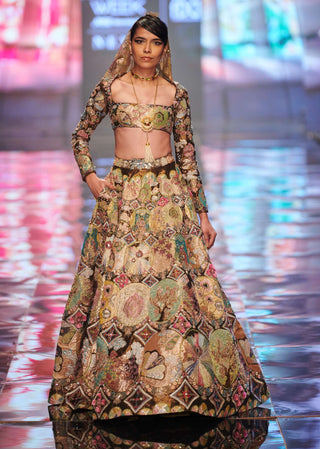 Aisha Rao-Antique Gold Lehenga Set-INDIASPOPUP.COM