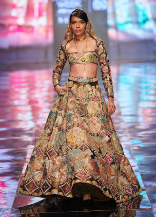 Aisha Rao-Antique Gold Lehenga Set-INDIASPOPUP.COM