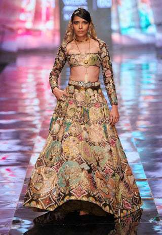 Aisha Rao-Antique Gold Lehenga Set-INDIASPOPUP.COM